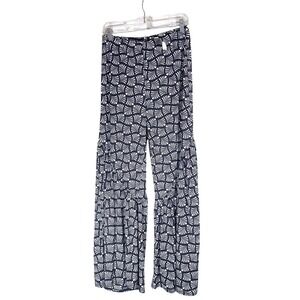 Cato Navy & White Printed Wide Leg Pants New size Medium elastic waist